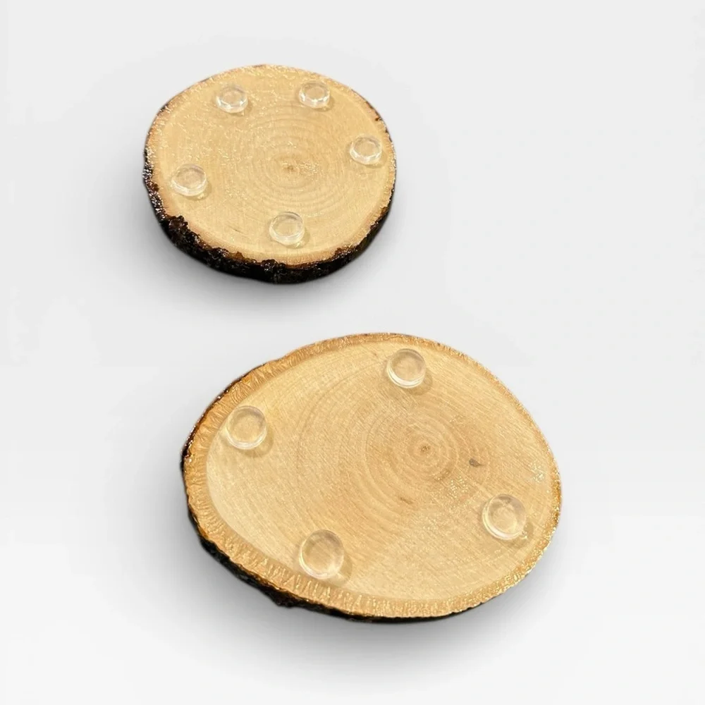 Handmade 4 Raw Wood Pink and Gold Patterned Coasters